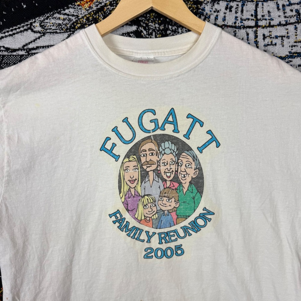 Vintage Jerzees Fugatt Family Reunion 2005 T-Shirt White Mens Large Graphic Tee